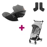 Cybex Pack Poussette Duo Libelle Fog Grey + adaptateurs Coque Cloud G i-Size Lava