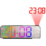 Tlily - RéVeil à Projection Rotation 180° 12/24H Horloge NuméRique led Charge usb RéVeil Projecteur de Plafond (Multicolore f)