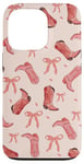 iPhone 13 Pro Pink Cowboy Boots and Bows, Pastel Pink, Peach and Hot Pink Case