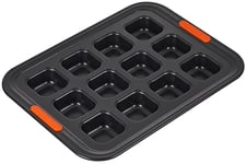 Le Creuset Non-Stick Carbon Steel Bakeware 12 Cup Brownie Tray, Black, 46024000000100