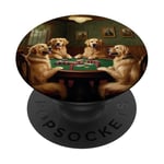 Dogs Playing Poker Dog Golden Retriever Retrievers Card PopSockets Adhesive PopGrip