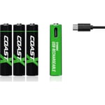 Coast USB-C uppladdningsbart batteri med laddkabel, AA, 4 st.