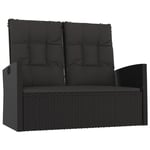 Banc De Jardin Inclinable Et Coussins Noir 118cm Résine Tressée