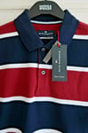 Mens M&s Polo Shirt Size Small Rrp £22.50 Red & Navy Mix Short Sleeve