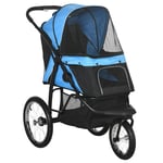 Pet Stroller Jogger for Medium, Small Dogs, Foldable Cat Pram Dog Pushchair with Adjustable Canopy, 3 Big Wheels