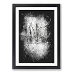 Big Box Art Winter Forest Vol.4 Paint Splash Framed Wall Art Picture Print Ready to Hang, Black A2 (62 x 45 cm)