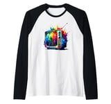 Splash Art Vintage Television TV Retro 70s 80s Raglan Baseball Tee