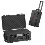 VEVOR Weatherproof Hard Case, Heavy Duty Protective Dry Box Case with Pre-Cut Foam, Wheels & Retractable Pull Handles for Travel, Hunt, Military, Tactical, IP67 Waterproof Case for Cameras (64x51x25)