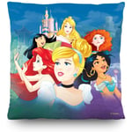 Coussin Château et Princesses 2 faces Disney 40x40 cm