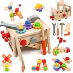 Jouet en Bois Outil pour Enfant 2 Ans, DIY 29 Pièces Jeux Avec Boîte à Outils, Montessori Educatifs Parcours Motricité Bébé Jouets, Cadeau Garcon Fille 3 4 5 6 7 Ans