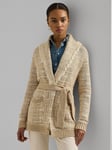 Lauren Ralph Lauren Ruzita Geometric Linen Blend Cardigan, Tan/Multi