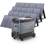 Station d'alimentation portable R4000 générateur solaire 3600Wh LiFePO4 batterie ca 4000W,charge rapide commande vocale,avec 4 panneau solaire 400W