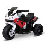 HOMCOM Moto électrique Enfants, 3 Roues sous Licence BMW S1000 RR, 6V et 2,5 Km/h, Voiture électrique Enfants avec Effets Lumineux et sonores, Moto Enfant, Charge Max. 20 kg, Rouge