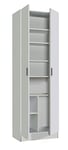 Dmora Armoire Multifonction 2 Portes Portsmouth, auxiliaire, penderie Moderne, Meuble à Chaussures Vertical, 59 x 37 x 180 cm, Blanc, Bois d'ingénierie