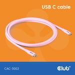 Club 3D Lifestyle USB-C Kabel  PD 240W 20Gbps  2m pink  St/St retail