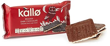 Kallo Organic Belgian Dark Chocolate Rice Cake Thins, Healthy Snack for Adults & Children, Gluten Free with No Artificial Colours, Flavours or Preservatives, Single Pack – 1 x 90g Packet