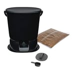 Skaza- Composteur de Cuisine en Plastique Recyclé - BOEssential+Base 15,3L Noir et Gris