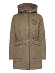 Lauren Ralph Lauren Crest-Patch Diamond-Quilted Hooded Coat Khaki Green