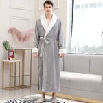 Lovers Winter Long Flannel Coral Warm Solid Bathrobe Women Men Kimono Pink Bath Robe Bridesmaid Sexy Dressing Gown XL MenGray