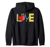 Love Apple Pencil Ruler Teacher School Design Zip Hoodie