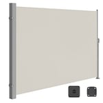 SONGMICS Store Latéral avec Caisson en Acier, Antirouille, Rétractable, 180 x 350 cm, Brise-Vue, Protection Solaire, Opaque, Brise-Vent, pour Balcon, Terrasse, Jardin, Beige GSA185T02