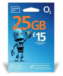 O2 Sim Card Pay As You Go (PAYG) £15 Data Hungry Tariff