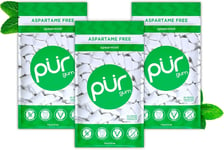 PUR 100% Xylitol Chewing Gum, Sugarless Spearmint, Sugar 1 count (Pack of 3) 