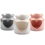 Set Of 3 Ceramic Pearlised Tea Light Holders Love Heart Valentines Gift For Her