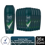 Sure Men Antiperspirant Deodorant Roll On 72H Nonstop Protection 50ml, 36 Pack