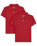 The Children's Place Boys' Uniform Pique Polo 2-Pack Shirt, Classic Red 2 Pack, XS (Pack of 2)