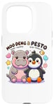 Coque pour iPhone 15 Pro Moo Deng Et Le Bébé Hippopotame Au Pesto Bébé Pingouin