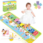 Lobyoh Tapis Musical Tapis de Piano pour Bébé, 4 Modes, 8 Instruments de Musique, Tapis de Danse pour Enfants Tapis de Clavier de Sol Jouets pour Tout-Petits Garçons Filles