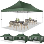 Tonnelle Pliante 3x6 m Professionnel avec 6 Parois Tonnelle de Jardin Imperméable Anti-UV Chapiteau Pliable Barnum Pliant - Vert