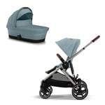 Cybex, Gazelle S, Søsken-/tvillingvogn inkl. Gazelle S Cot – Sky Blue/Taupe