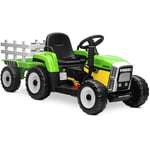 Playkin - Tracteur electrique enfant greentruck 12V batterie rechargeable +3 ans