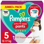 132 Nappies, Pampers Active Fit Nappy Pants Size 5, 12-17 kg - Honest Grocer