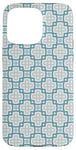 Coque pour iPhone 15 Pro Max Blue Grey Crosses Squares Chains Geometric Moroccan Pattern