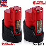 2X For Milwaukee M12B2 M12 12V 3.5Ah Lithium-Ion Battery 4932430064 48-11-2420