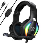 Fachixy「2024 New」FC100 RGB Gaming Headset for PS4/PC/Xbox/Nintendo Switch, PS5 Headset with Mic, Gaming Headphones with Microphone, Noise Cancelling Headphones with 3.5mm Jack