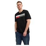 JACK & JONES Men Logo T-Shirt Plus Size | Round Neck Shortsleeve Shirt | Oversize JJECORP, Couleurs:Noir-2, Size:3XL