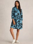 White Stuff Everly Organic Cotton Blend Jersey Shirt Dress, Blue/Black