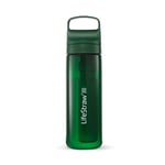 LifeStraw Go Series — BPA-Free Water Filter Bottle for Travel and Everyday Use Removes Bacteria, Parasites and Microplastics, Improves Taste, 22oz Terrace Green