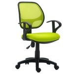Chaise de bureau pour enfant cool fauteuil pivotant et ergonomique avec accoudoirs, siège à roulettes et hauteur réglable, mesh vert - Vert