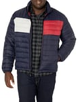 Tommy Hilfiger Men's Ultra Loft Lightweight Packable Puffer Jacket (Standard and Big & Tall) Down Alternative Coat, Royal Blue Colorblock, M