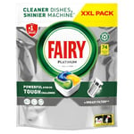 Fairy Platinum All-In-1 Dishwasher Tablets Bulk, Fairy Dishwasher Tablets Platinum Plus, 74 Tablets, Lemon, With Greasy Filter & Rinse Aid Action, Packaging May Vary