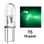 T5 grön 10-pack COB Led W2x4.6d W2.1.x4.9d W1.2W W2.3W 12v. Green Gröna 10-pack