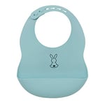 Nattou Bavoir en Silicone Avec Bol de Collecte, Lapin, Taille Réglable, Sans BPA, Environ 20 x 27 cm, Silicone, Bleu Clair