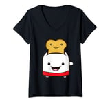 Womens Toast and Toaster Kawaii Toast Bread Toaster V-Neck T-Shirt