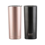 Built Insulated Travel Mug/Vacuum Flask, Stainless Steel, Charcoal Grey, 565 ml + Rose Gold, 590 ml