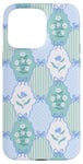 Coque pour iPhone 15 Pro Max Coquette bleu clair nœud vintage fleur à pois mignon